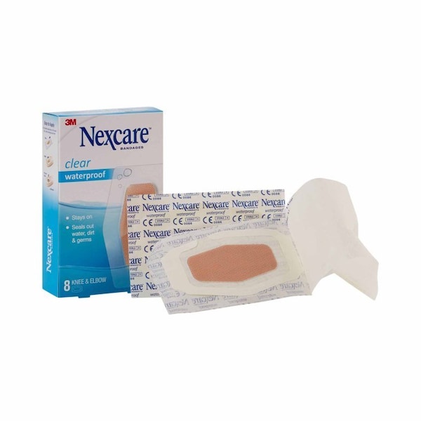 Nexcare Waterproof Adhesive Strip 2-3/8 X 3-1/2 Inch Plastic Knee / Elbow Sheer Sterile, 8PK 581-08 - main